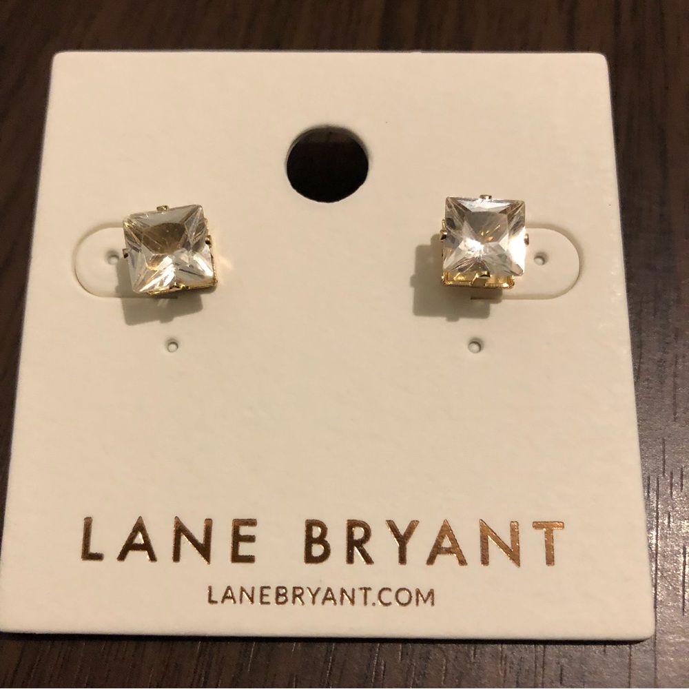 New Lane Bryant Gold Tone Stud Simulated Diamonds earrings #B31
